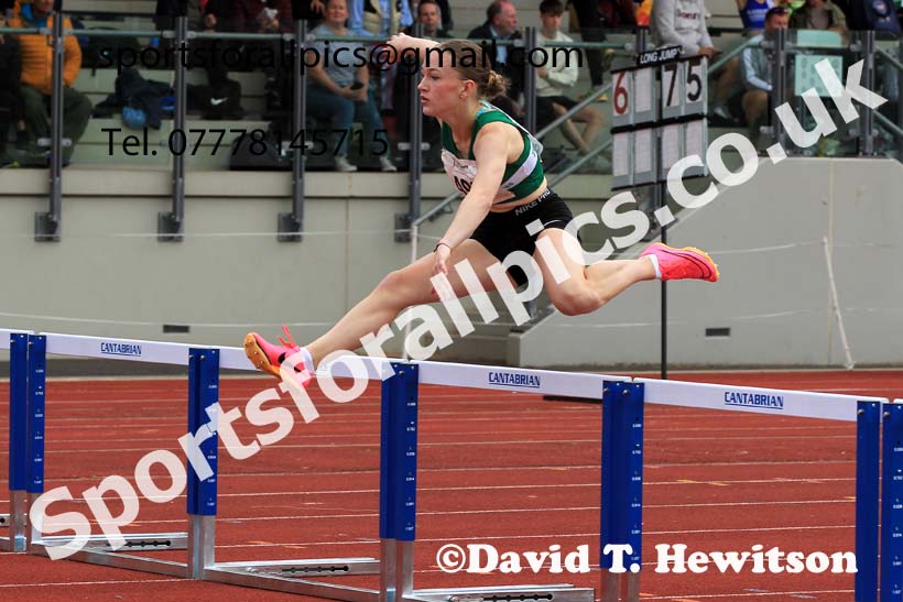 Womens under-17s 300 metes hurdles, 2023 Northern Under-13s, Under-15s and Under-17s, Middlesbrough.  Photo: David T. Hewitson/Sports for All Pics